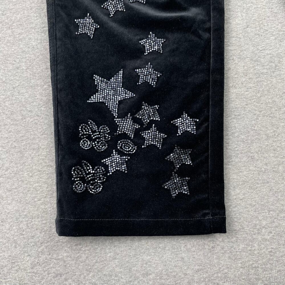 Anthropologie Pilcro The Wanderer Star Embellished Velvet Pants 26 Black Beaded - Picture 13 of 16